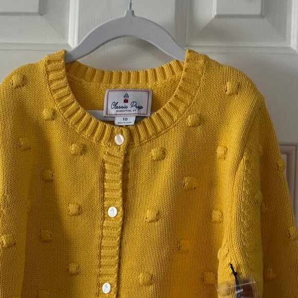 New Classic Prep Girls Elise Popcorn Cardigan Banana Cream Yellow Size 10 - Picture 6 of 15